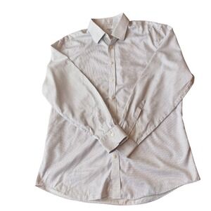 Charles Tyrwhitt Mens Non Iron Slim Fit Button Down Shirt 18 37 White Blue Check